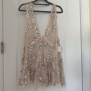 FREE PEOPLE INTIMATELY sheer pink baby doll dress